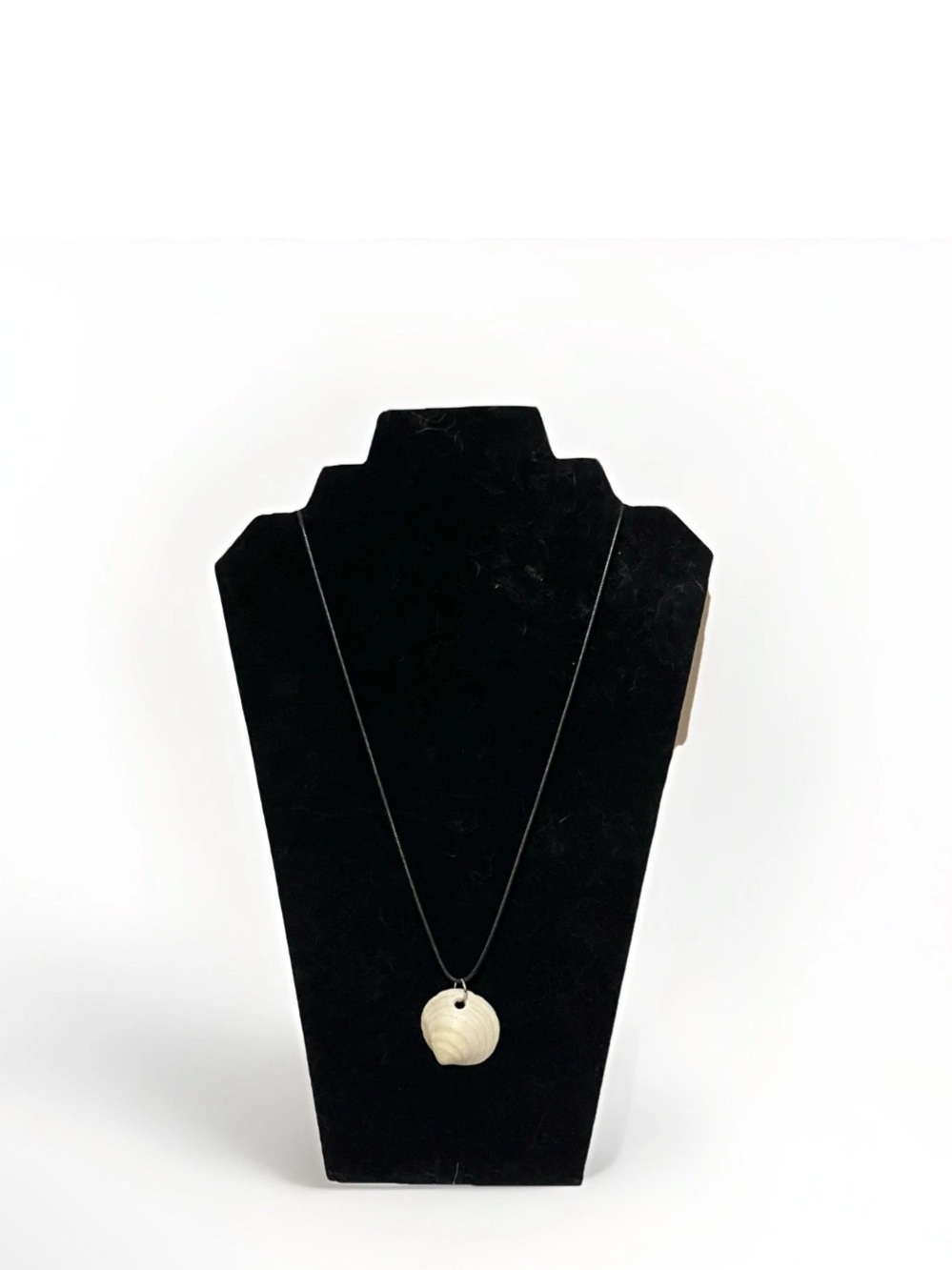 Hand Crafted Black Cord Necklace with White Shell Pendant